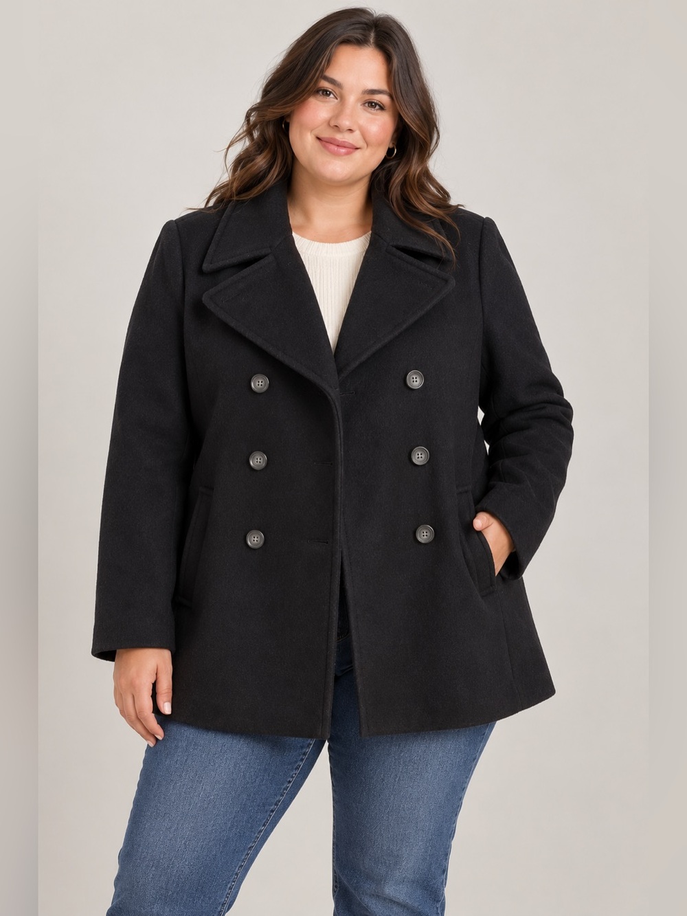 Old Navy Women's Black Double-Breasted Peacoat